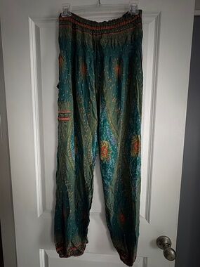 Bohemian Style Peacock Print Harem Pants